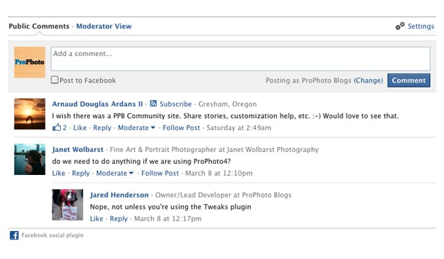 Facebook Comments on Blog Posts