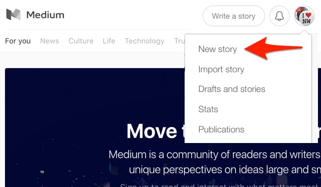 Medium.com Write Story