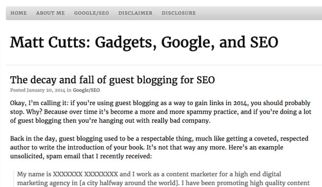 Matt Cutts on Guest Blogging