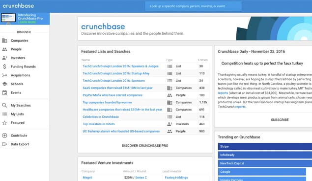 Crunchbase Website