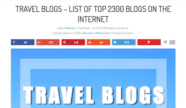 List of Travel Blogs