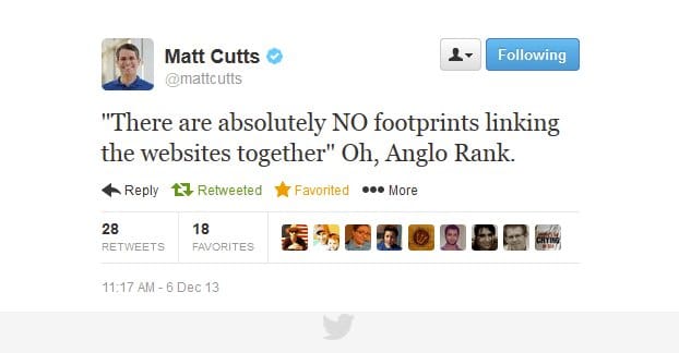 Matt Cutts Twitter Anglo Rank