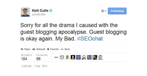 Joke Matt Cutts Tweet