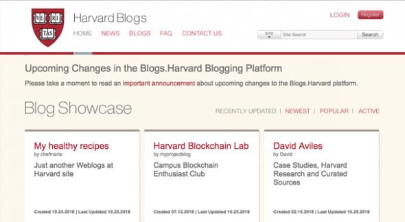 Harvard Blog Screenshot