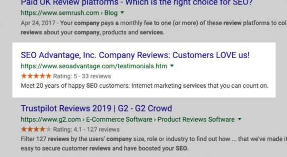 Example Reviews on Google